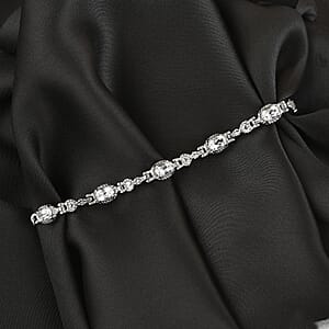 White Topaz Station Bolo Bracelet in Stainless Steel 3.60 ctw