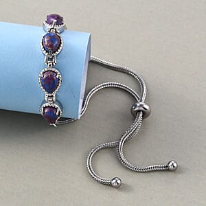 Mojave Purple Turquoise 6.10 ctw Bolo Bracelet in Stainless Steel