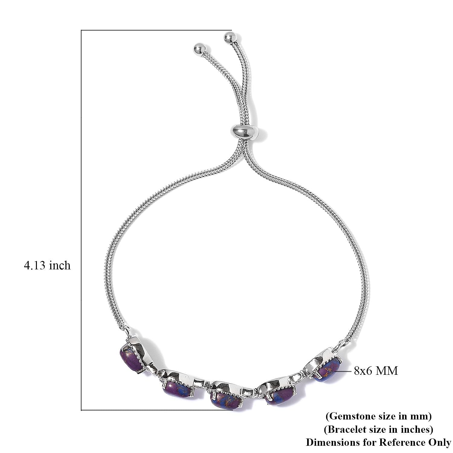 Mojave Purple Turquoise 6.10 ctw Bolo Bracelet in Stainless Steel