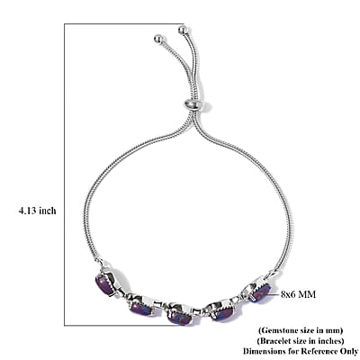 Mojave Purple Turquoise 6.10 ctw Bolo Bracelet in Stainless Steel