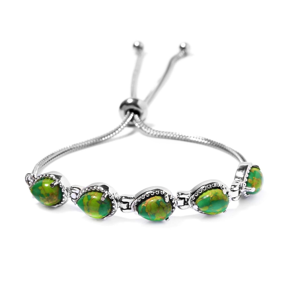 Mojave Green Turquoise Bolo Bracelet in Stainless Steel 5.50 ctw image number 0