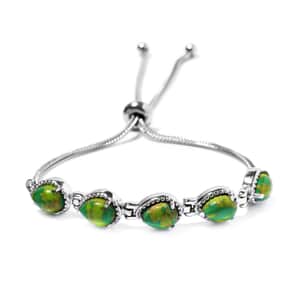 Mojave Green Turquoise Bolo Bracelet in Stainless Steel 5.50 ctw