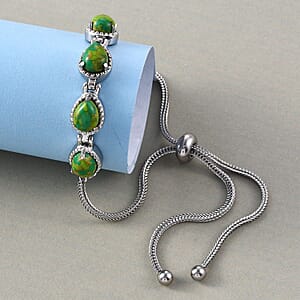 EverTrue Mojave Green Turquoise 5.90 ctw Bolo Bracelet in Stainless Steel