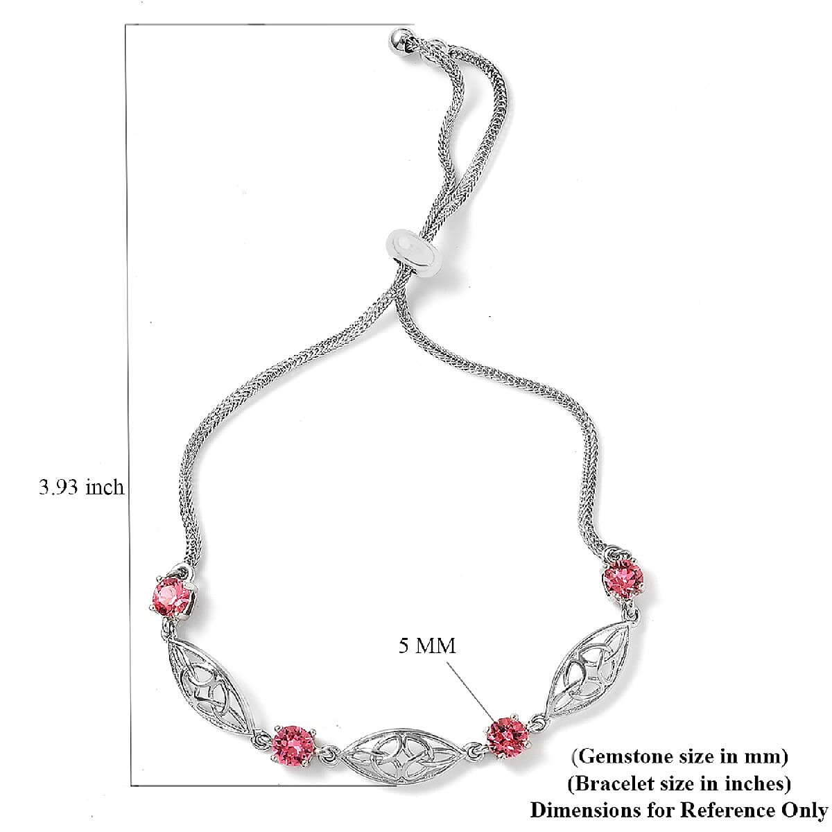 Rose Crystal Bolo Bracelet in Platinum Over Copper and Stainless Steel image number 4