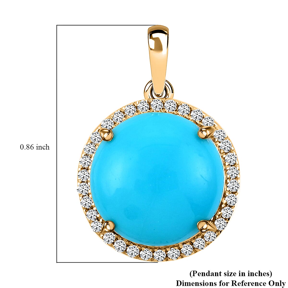 ILIANA 5.00 ctw AAA Natural Arizona Sleeping Beauty Turquoise and Diamond G-H SI Pendant in 18K Yellow Gold image number 3