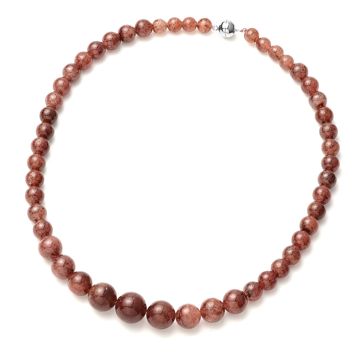 Strawberry Quartz Beaded Necklace 20 Inches and Earrings in Rhodium Over Sterling Silver 445.50 ctw image number 2