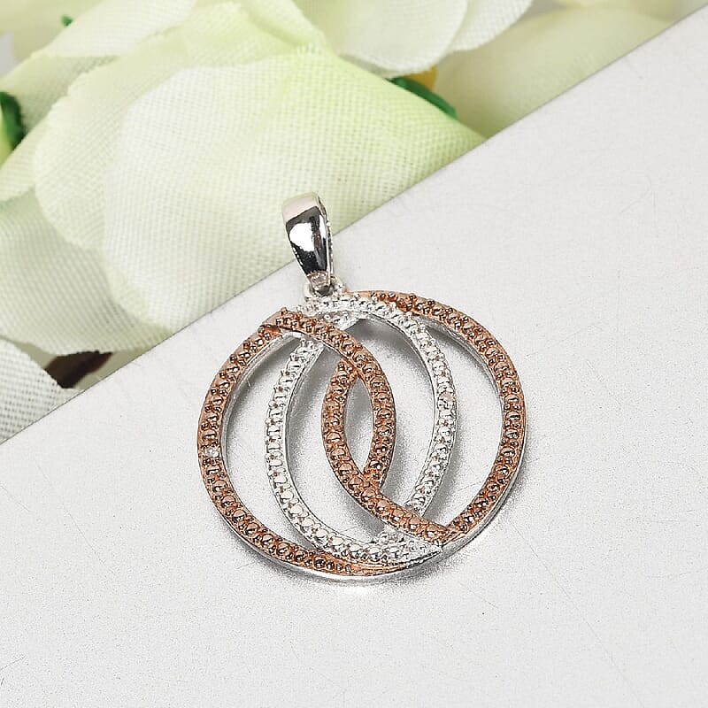 Karis Natural Champagne and White Diamond Accent Pendant in Rhodium and Platinum Bond