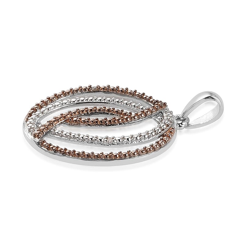 Karis Natural Champagne and White Diamond Accent Pendant in Rhodium and Platinum Bond