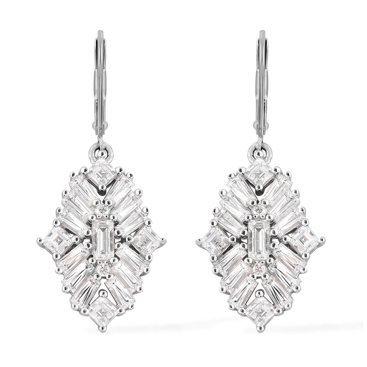 LUSTRO STELLA Made with Finest CZ Earrings in Rhodium Over Sterling Silver 6.90 ctw image number 0