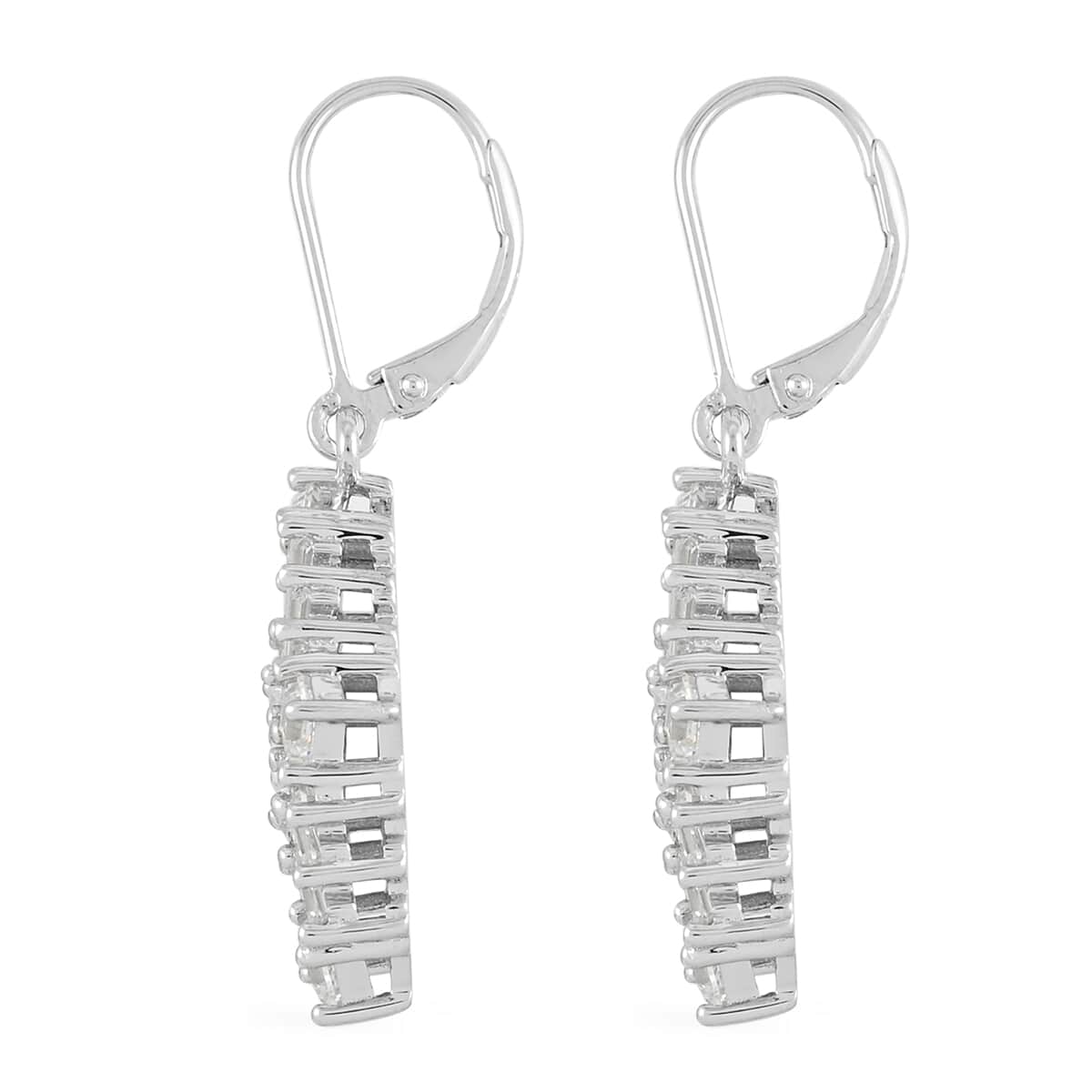 LUSTRO STELLA Made with Finest CZ Earrings in Rhodium Over Sterling Silver 6.90 ctw image number 3