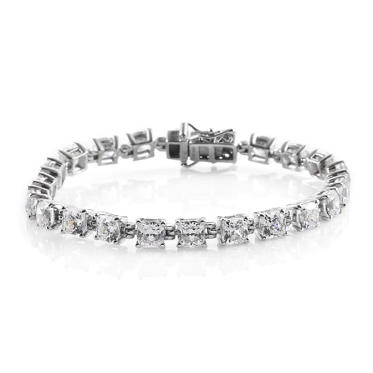 LUSTRO STELLA Made with Finest CZ Tennis Bracelet in Platinum Over Sterling Silver (6.50 In) 11.20 Grams 23.65 ctw image number 0