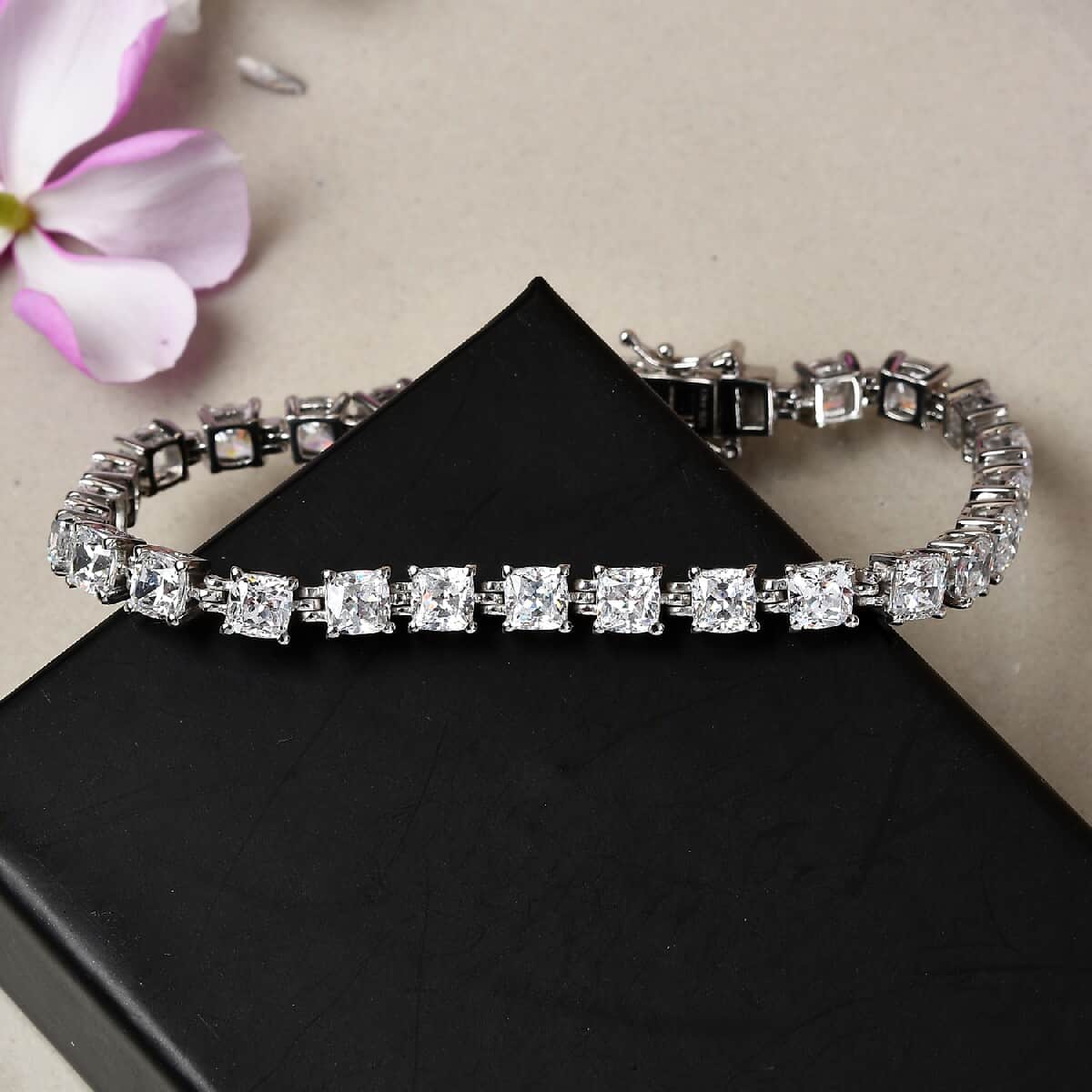 LUSTRO STELLA Made with Finest CZ Tennis Bracelet in Platinum Over Sterling Silver (6.50 In) 11.20 Grams 23.65 ctw image number 1