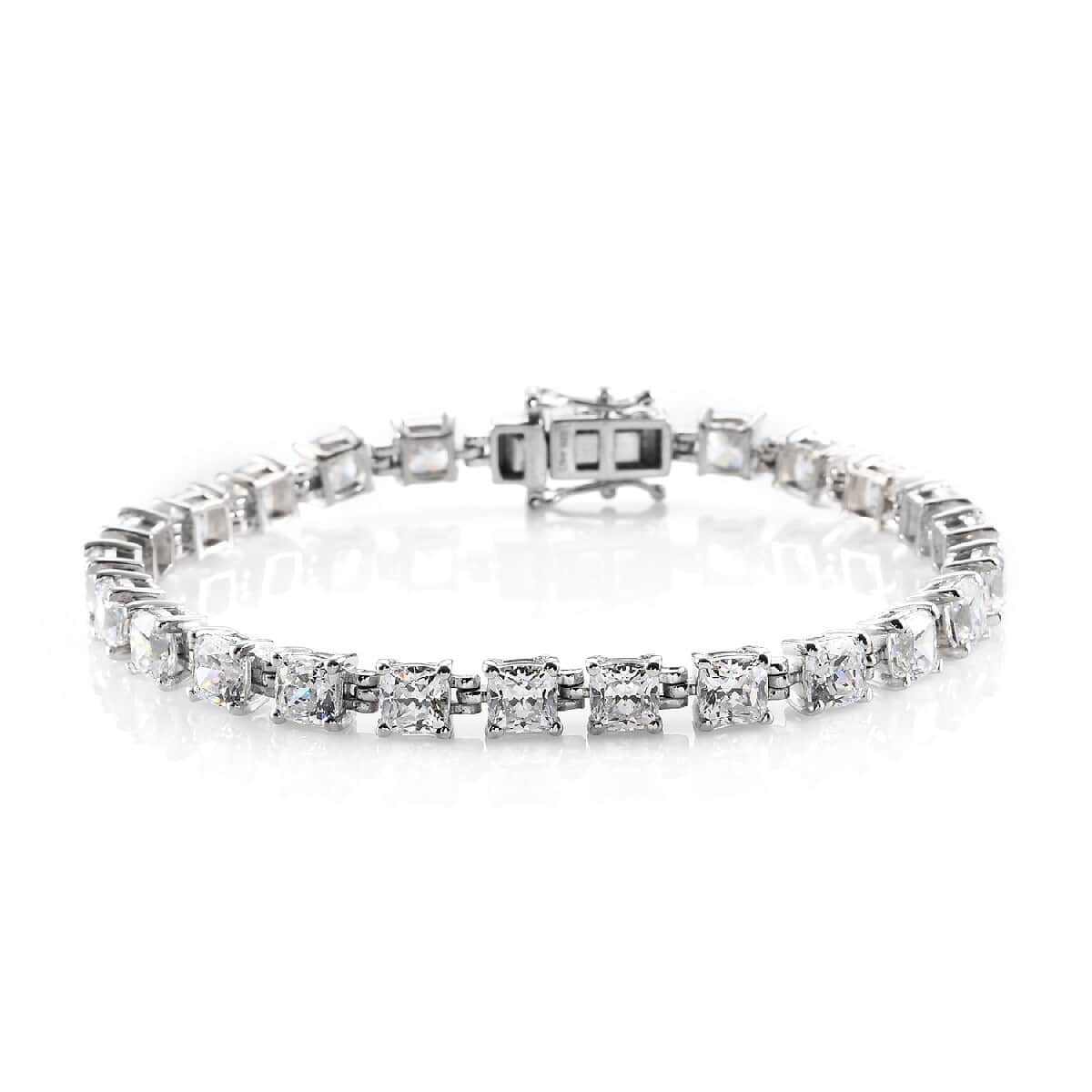 Lustro Stella Made with Finest CZ Tennis Bracelet in Platinum Over Sterling Silver (7.25 In) 12.55 Grams 27.35 ctw image number 0