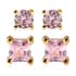 Simulated Pink Diamond Set of 2 Round & Square Solitaire Stud Earrings in 14K Yellow Gold Over Sterling Silver image number 0