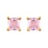 Simulated Pink Diamond Set of 2 Round & Square Solitaire Stud Earrings in 14K Yellow Gold Over Sterling Silver image number 3