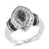 Diamond and Blue Diamond Ring in Rhodium & Platinum Over Sterling Silver (Size 8.0) 7.20 Grams 0.70 ctw image number 0