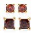 Simulated Garnet Diamond Set of 2 Round & Square Solitaire Stud Earrings in 14K Yellow Gold Over Sterling Silver image number 0