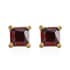 Simulated Garnet Diamond Set of 2 Round & Square Solitaire Stud Earrings in 14K Yellow Gold Over Sterling Silver image number 3
