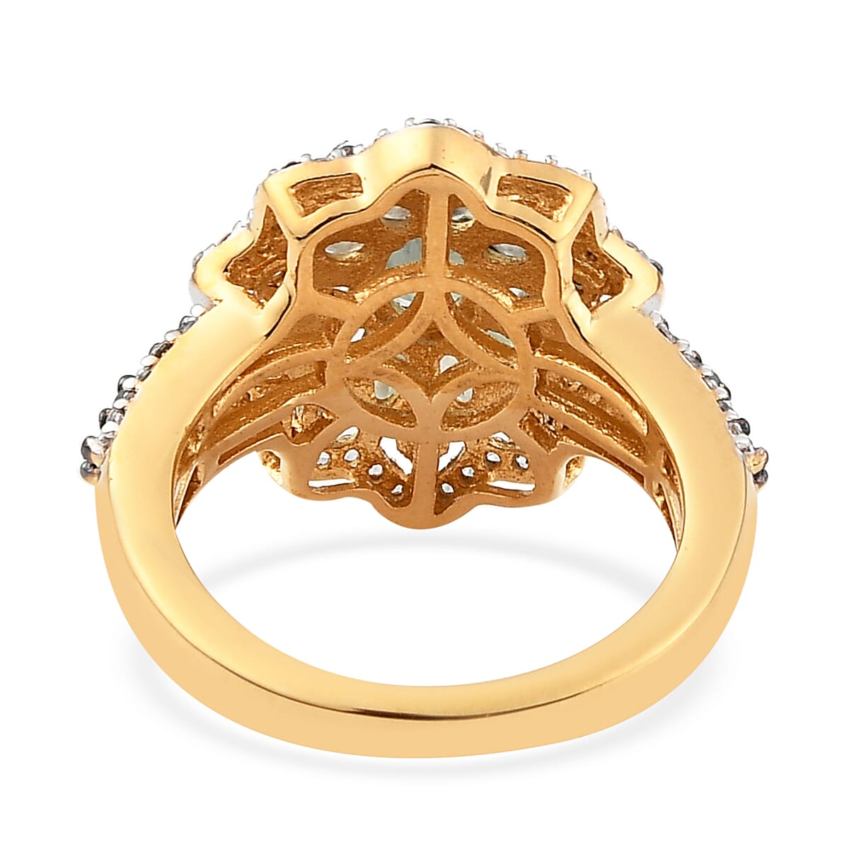 Narsipatnam Alexandrite and White Zircon Floral Ring in Rhodium and Vermeil Yellow Gold Over Sterling Silver (Size 5.0) 2.25 ctw image number 4