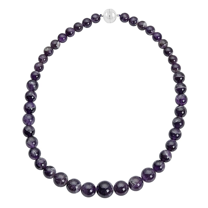 Bi-Color Amethyst 10-17mm Beaded Necklace 20 Inches in Rhodium Over Sterling Silver 543.00 ctw