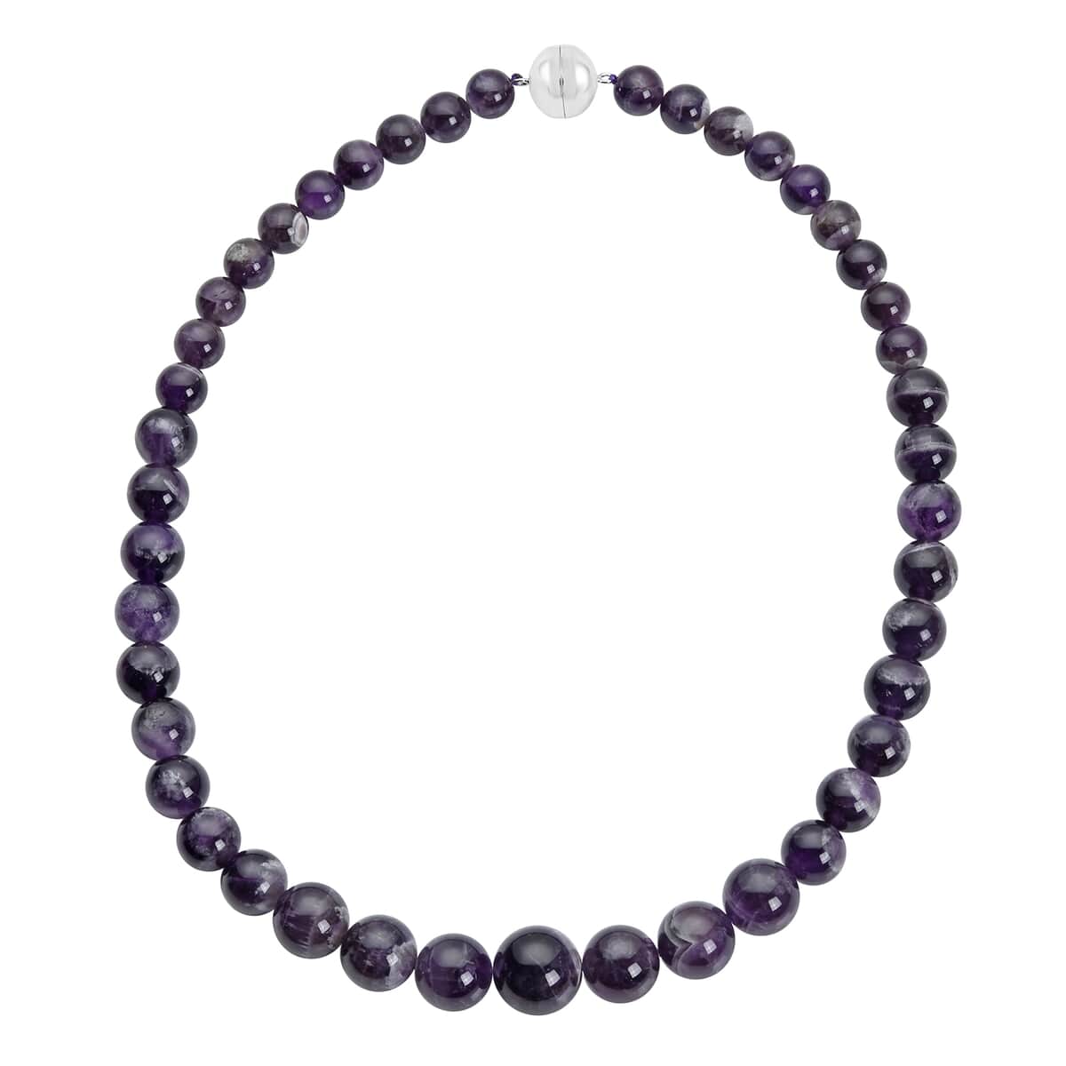 Bi-Color Amethyst 10-17mm Beaded Necklace 20 Inches in Rhodium Over Sterling Silver 543.00 ctw image number 0