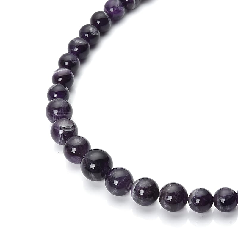 Bi-Color Amethyst 10-17mm Beaded Necklace 20 Inches in Rhodium Over Sterling Silver 543.00 ctw