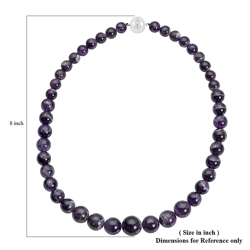 Bi-Color Amethyst 10-17mm Beaded Necklace 20 Inches in Rhodium Over Sterling Silver 543.00 ctw