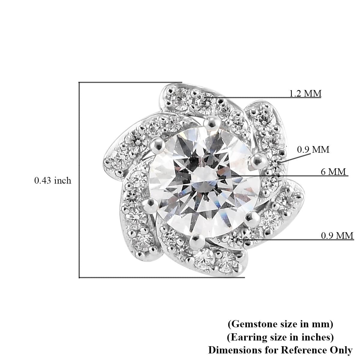 LUSTRO STELLA Made with Finest CZ Stud Earrings in Platinum Over Sterling Silver 3.35 ctw image number 4