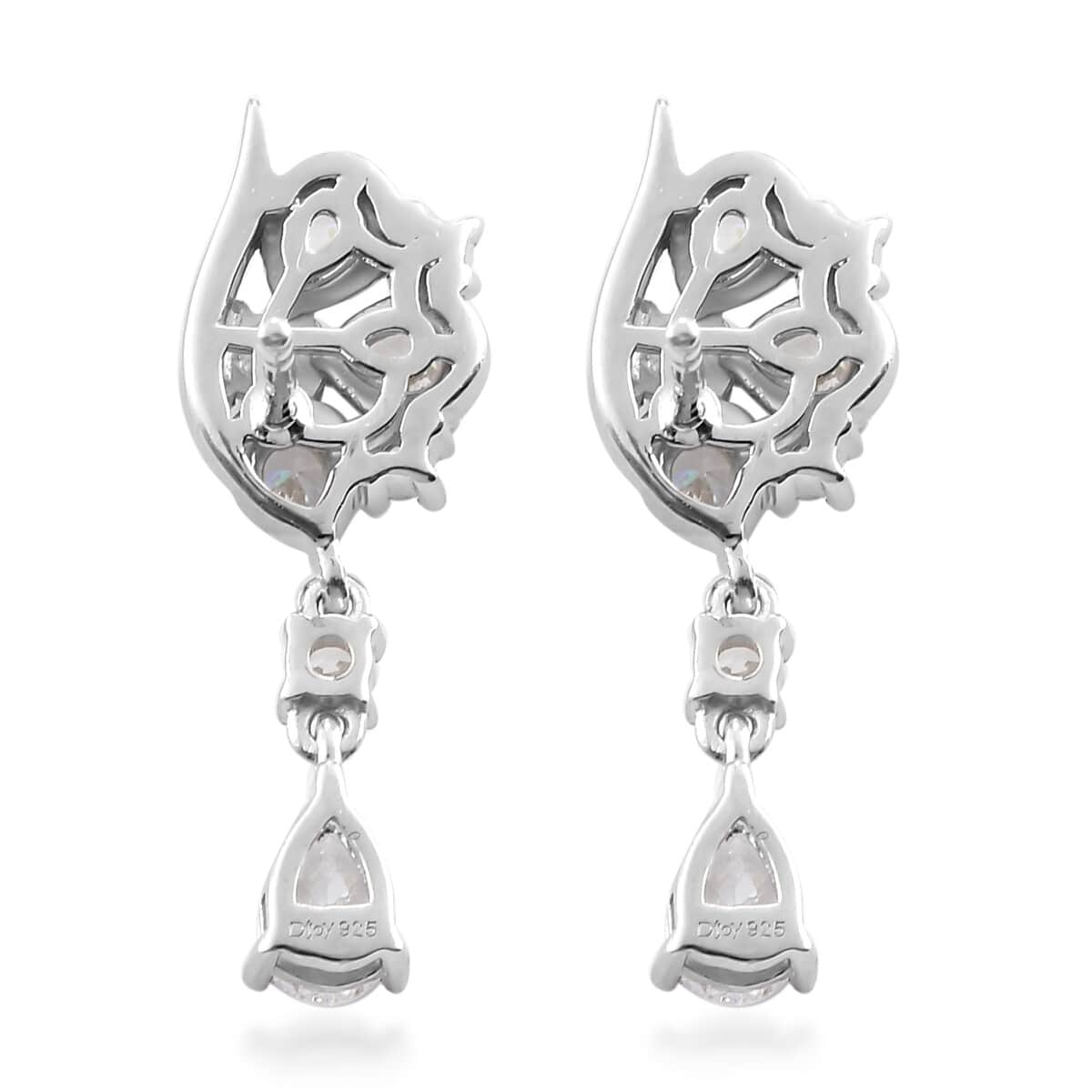 Lustro Stella Made with Finest CZ Earrings in Platinum Over Sterling Silver 3.00 ctw image number 3