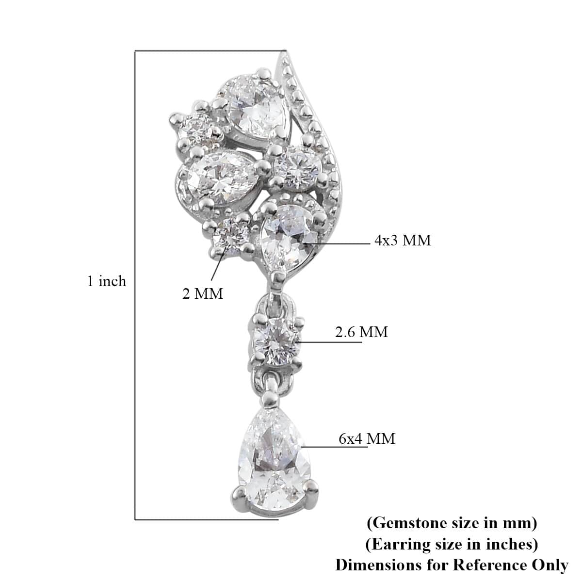 Lustro Stella Made with Finest CZ Earrings in Platinum Over Sterling Silver 3.00 ctw image number 4
