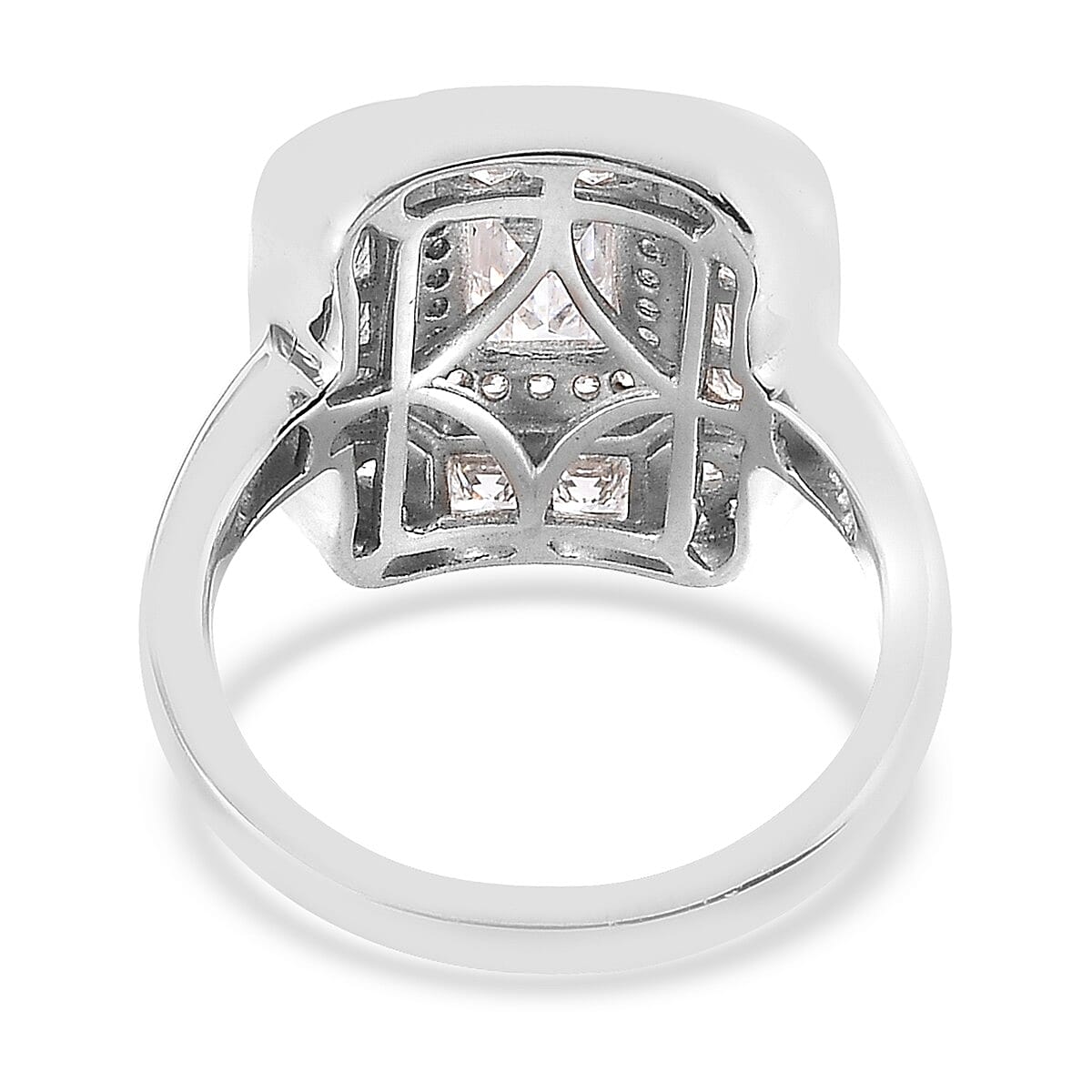 Lustro Stella Made with Finest CZ Ring in Platinum Over Sterling Silver (Size 10.0) 4.20 ctw image number 4