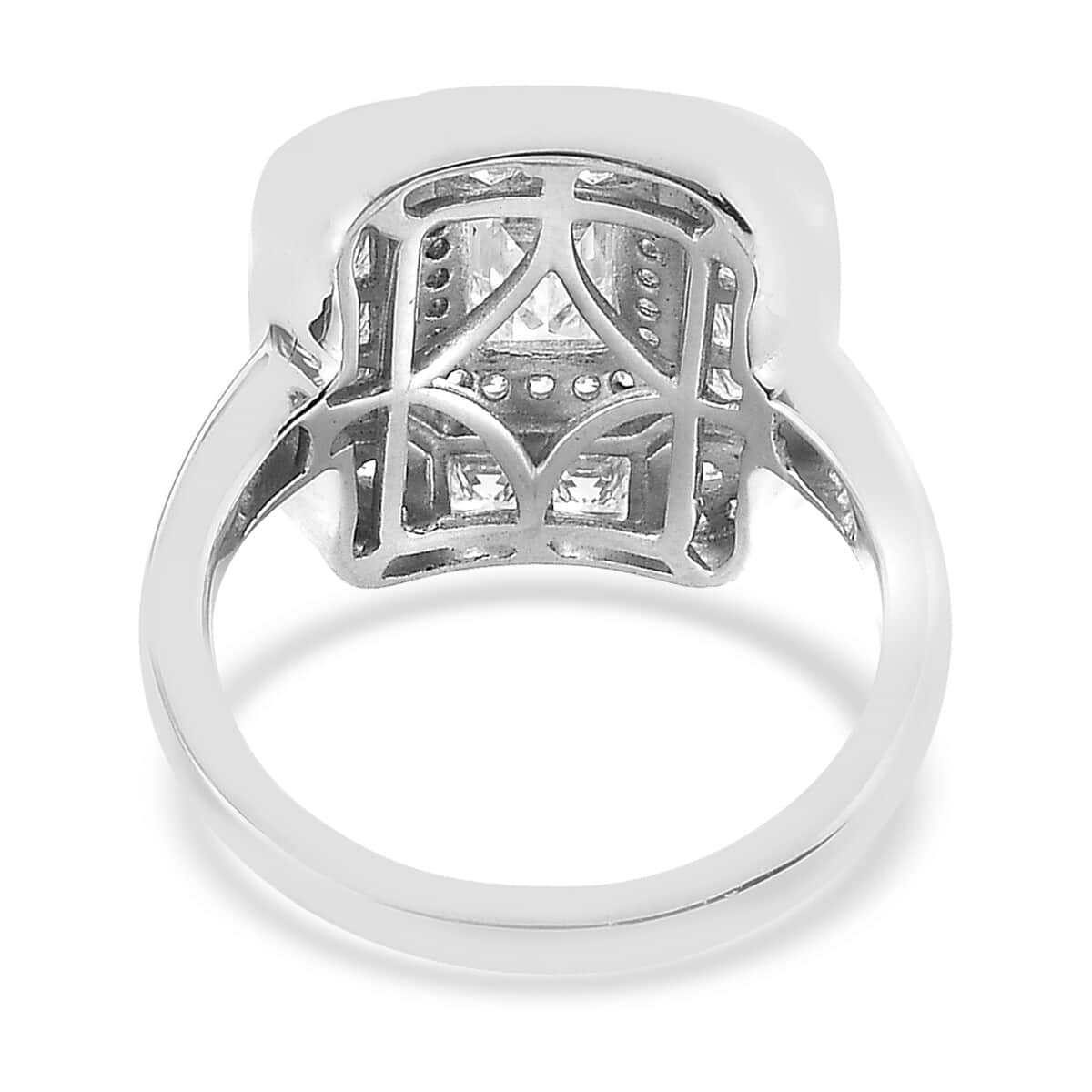Lustro Stella Made with Finest CZ Ring in Platinum Over Sterling Silver (Size 8.0) 4.20 ctw image number 4