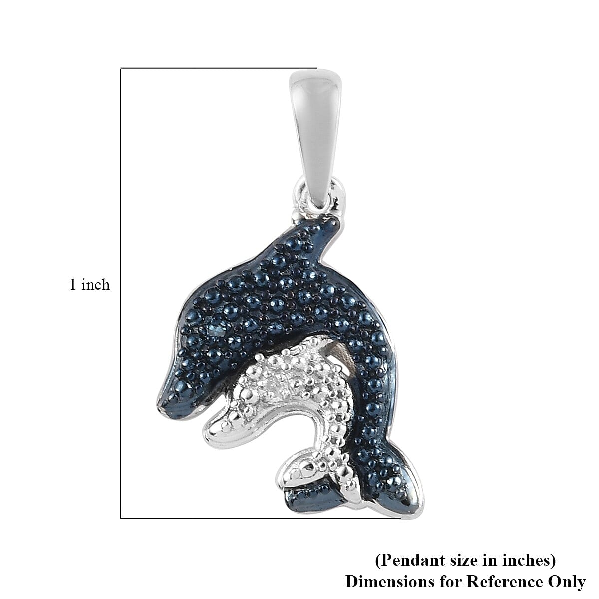 Karis Blue Diamond and Diamond Accent Dolphin Pendant in Rhodium and Platinum Bond