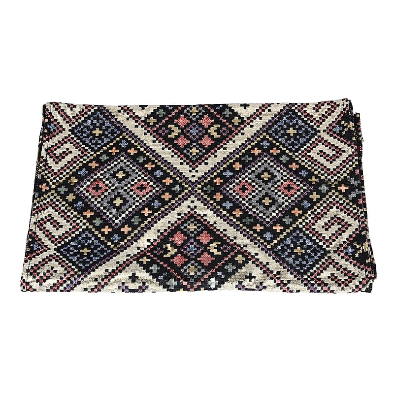 Kilim Pattern Poly Cotton Multi Color Table Runner 65% Cotton & 35% Polyester, Washable Runner Rugs, Wrinkle Resistant Table Linen