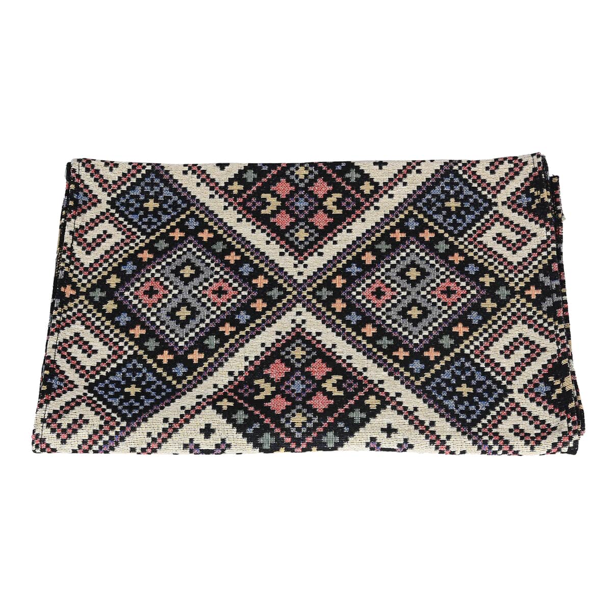 Kilim Pattern Poly Cotton Multi Color Table Runner 65% Cotton & 35% Polyester, Washable Runner Rugs, Wrinkle Resistant Table Linen image number 0