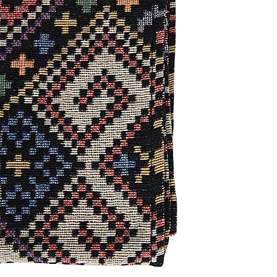 Kilim Pattern Poly Cotton Multi Color Table Runner 65% Cotton & 35% Polyester, Washable Runner Rugs, Wrinkle Resistant Table Linen