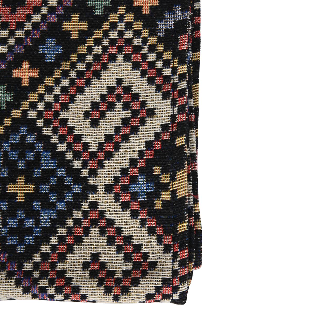 Kilim Pattern Poly Cotton Multi Color Table Runner 65% Cotton & 35% Polyester, Washable Runner Rugs, Wrinkle Resistant Table Linen image number 4