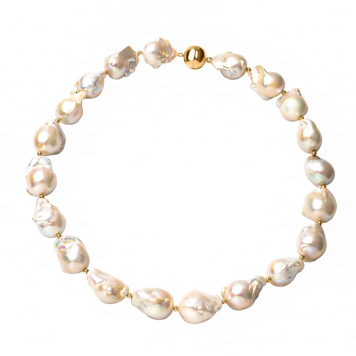Organic Shape Baroque Pearl Necklace 20 Inches in 14K YG Over Sterling Silver 7 Grams image number 0