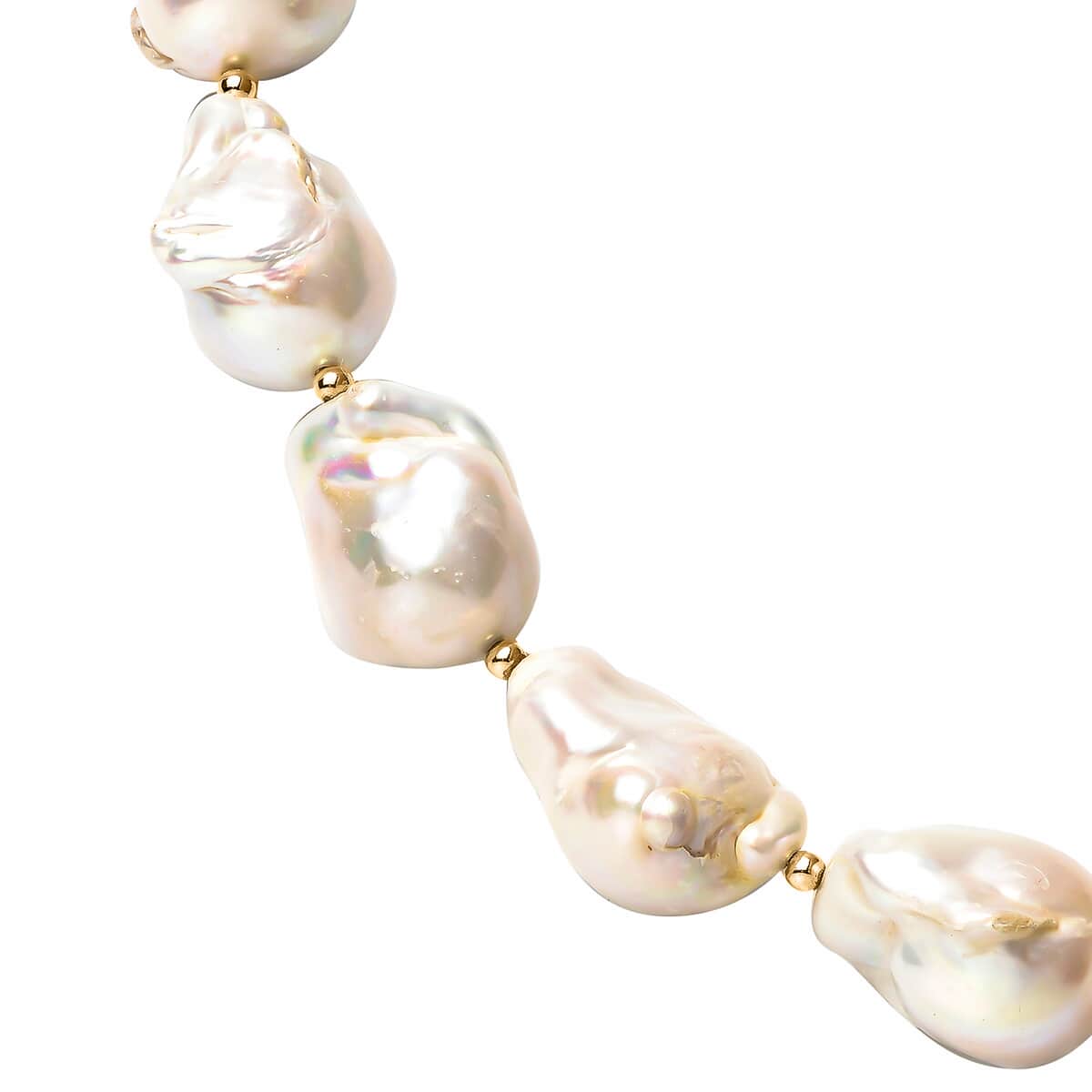 Organic Shape Baroque Pearl Necklace 20 Inches in 14K YG Over Sterling Silver 7 Grams image number 2