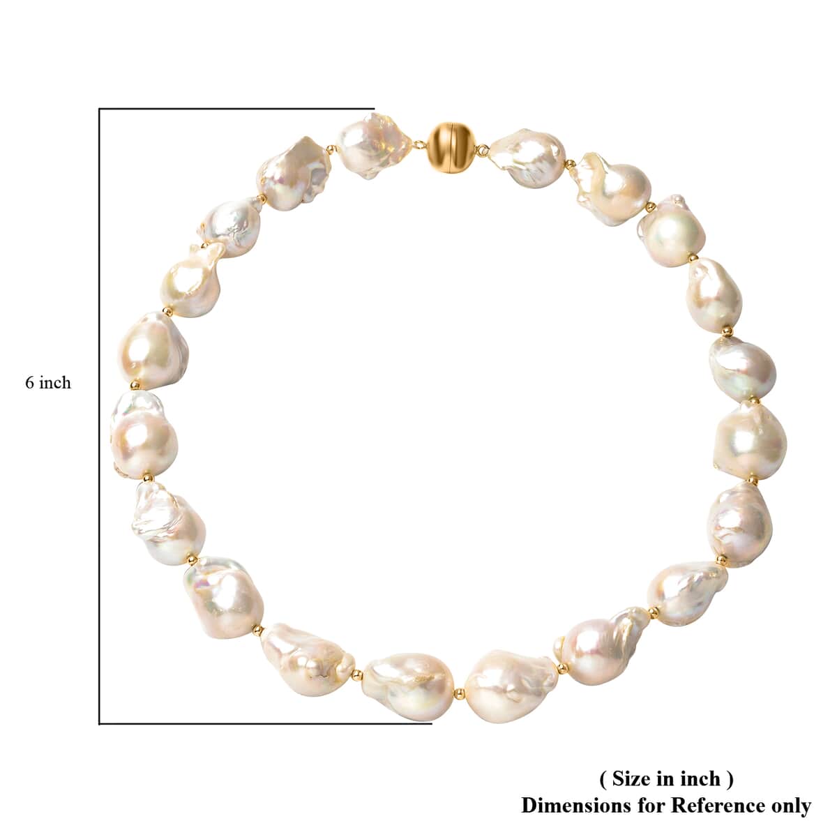 Organic Shape Baroque Pearl Necklace 20 Inches in 14K YG Over Sterling Silver 7 Grams image number 4