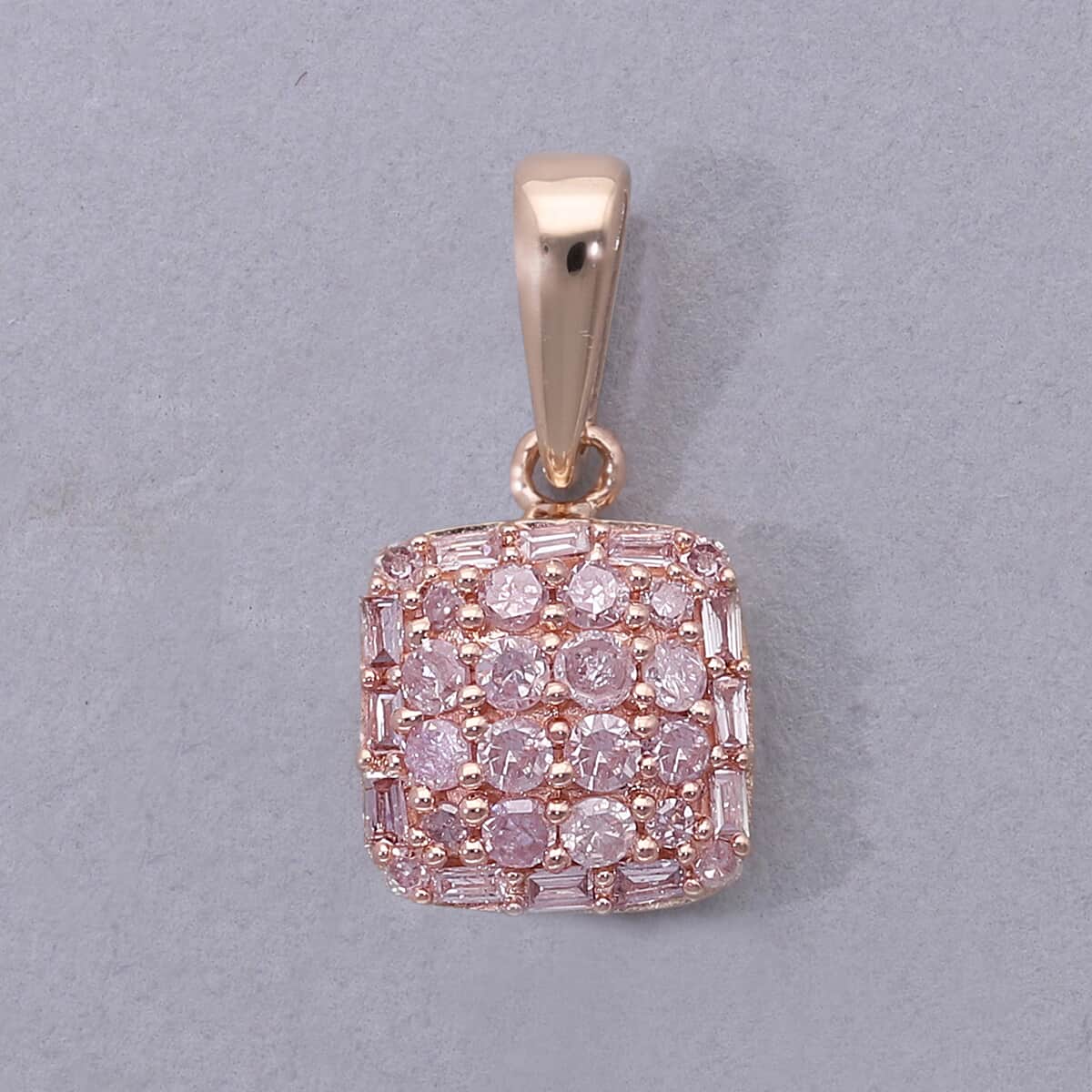 Luxoro 10K Rose Gold I3 Natural Pink Diamond Cluster Pendant 0.25 ctw image number 1