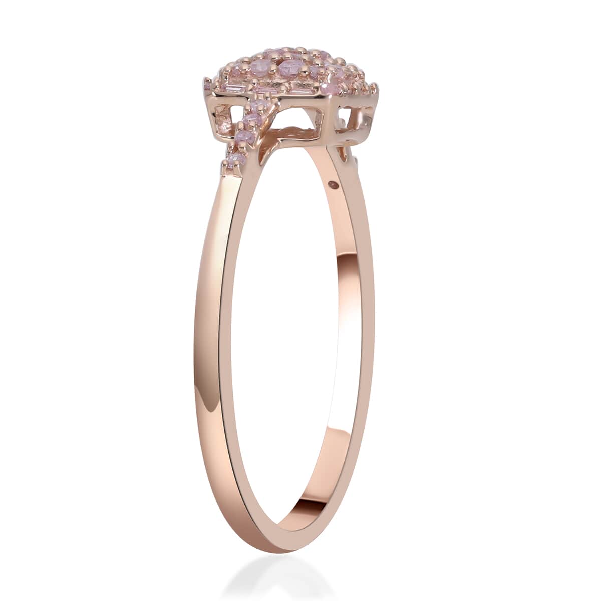 LUXORO 10K Rose Gold I3 Natural Pink Diamond Cluster Ring 0.25 ctw image number 3