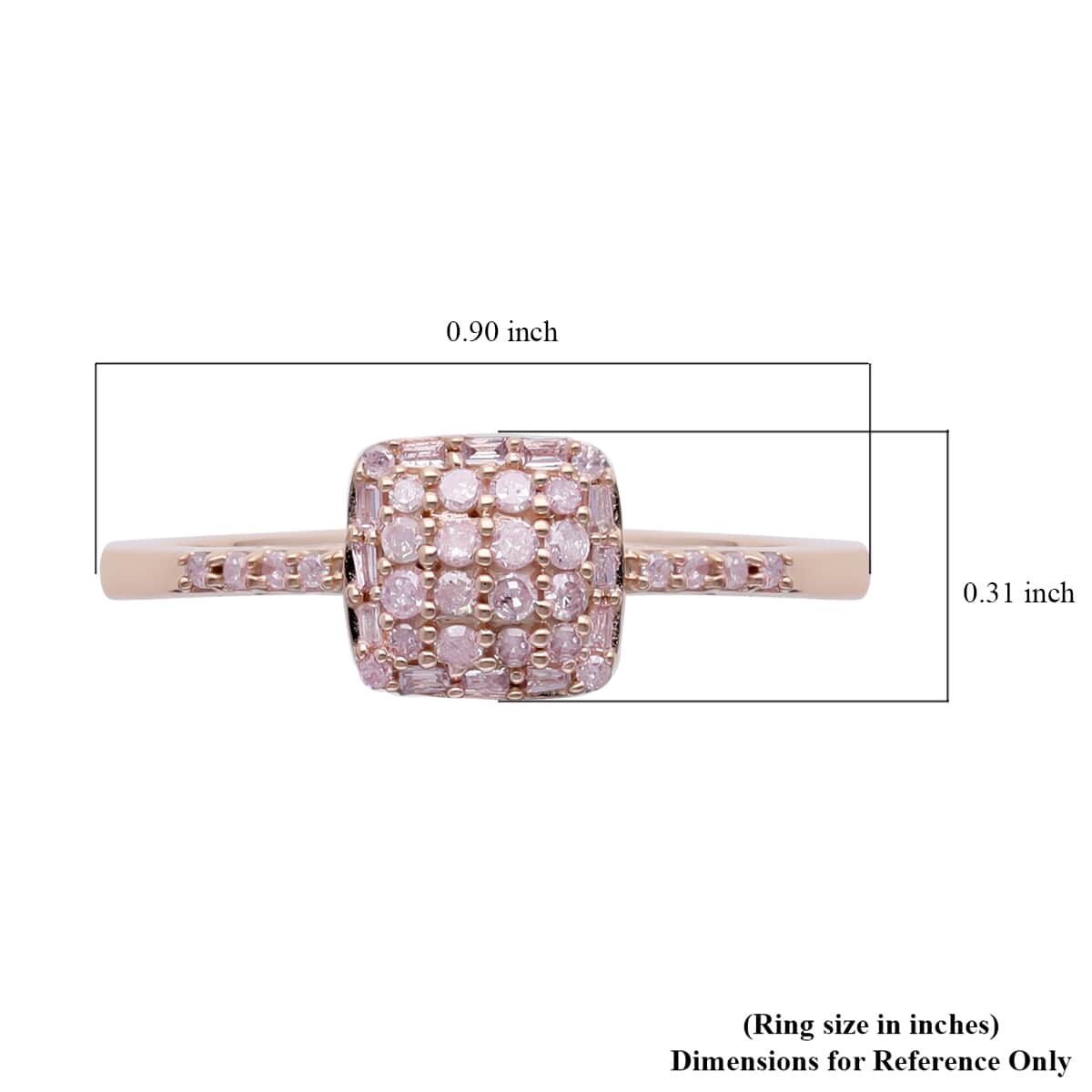 LUXORO 10K Rose Gold I3 Natural Pink Diamond Cluster Ring 0.25 ctw image number 5