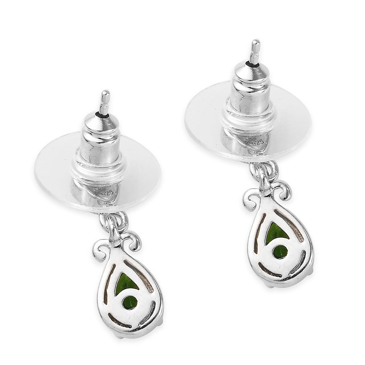 Natural Chrome Diopside Earrings in Platinum Over Sterling Silver 1.60 ctw image number 3