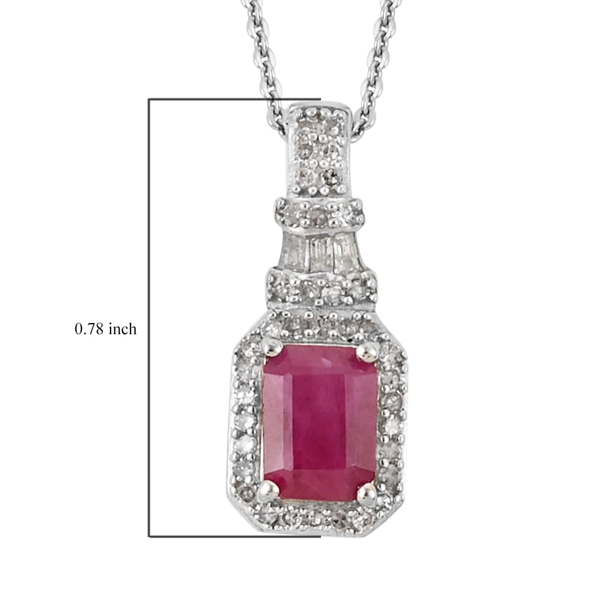 Premium Royal Ruby and Diamond Pendant Necklace 20 Inches in Platinum Over Sterling Silver 1.25 ctw image number 4