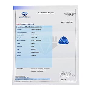 Certified and Appraised AAAA Vivid Tanzanite (Trl Free Size) 7.50 ctw