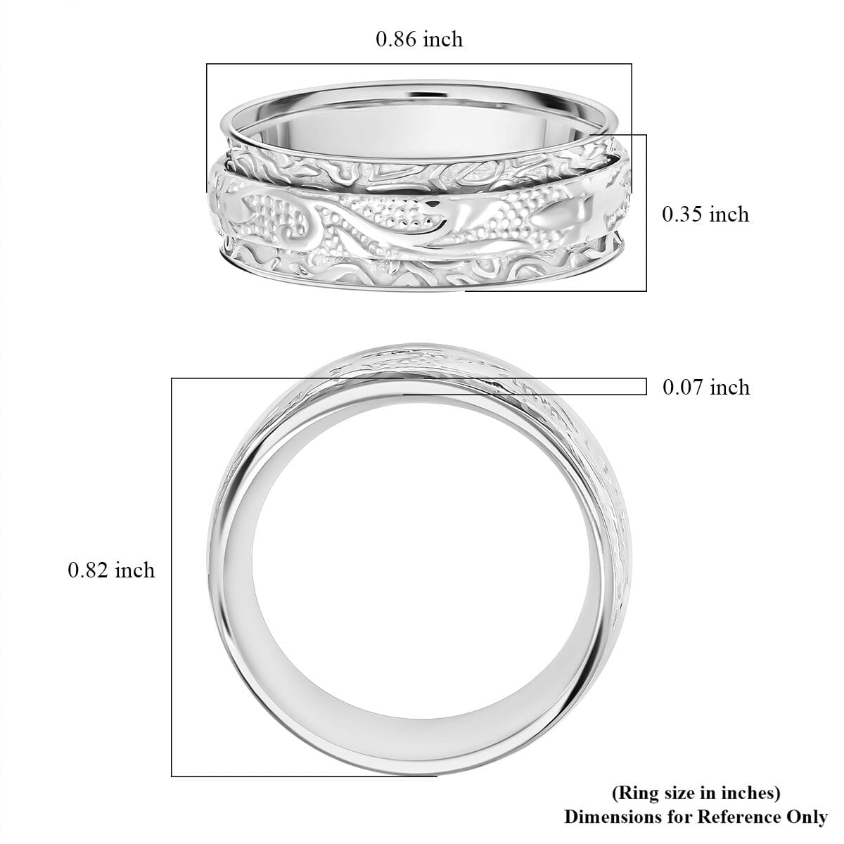 Sterling Silver Band Ring (Size 7.0) 5.50 Grams image number 4