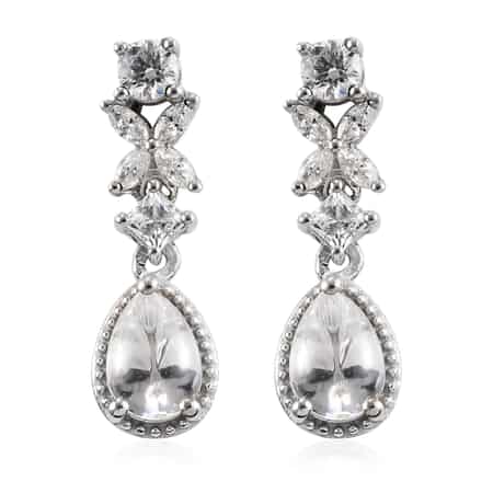 Lustro Stella Made with Finest CZ Dangle Earrings in Platinum Over Sterling Silver 4.05 ctw image number 0