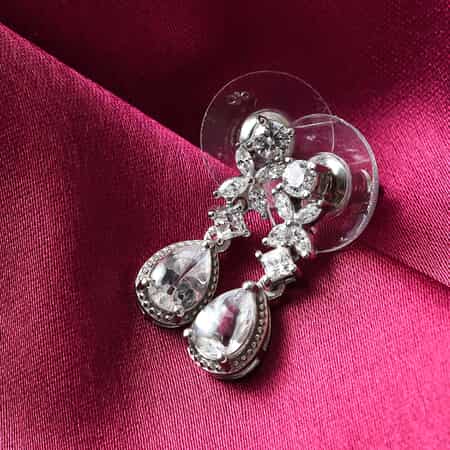 Lustro Stella Made with Finest CZ Dangle Earrings in Platinum Over Sterling Silver 4.05 ctw image number 1