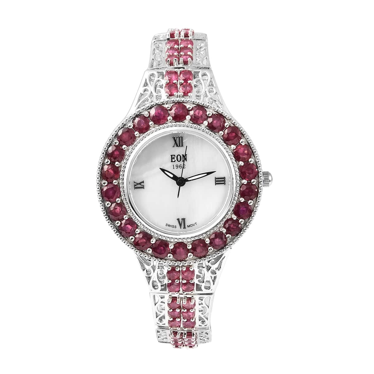 Eon 1962 Niassa Ruby (FF) Swiss Movement MOP Dial Watch in Sterling Silver 19.30ctw image number 0